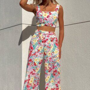 YLLW THE LABEL | Midsummer 2 Piece Pant Set — French Floral | Size M